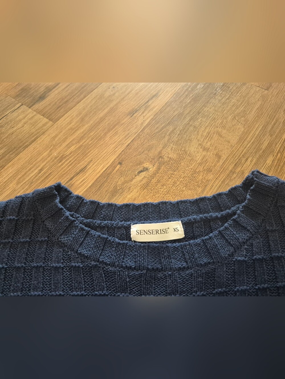 SENSERISE-CLASSIC Navy Rib Crewneck Sweater. Belle Sleeve Quater-Length. NWOT!